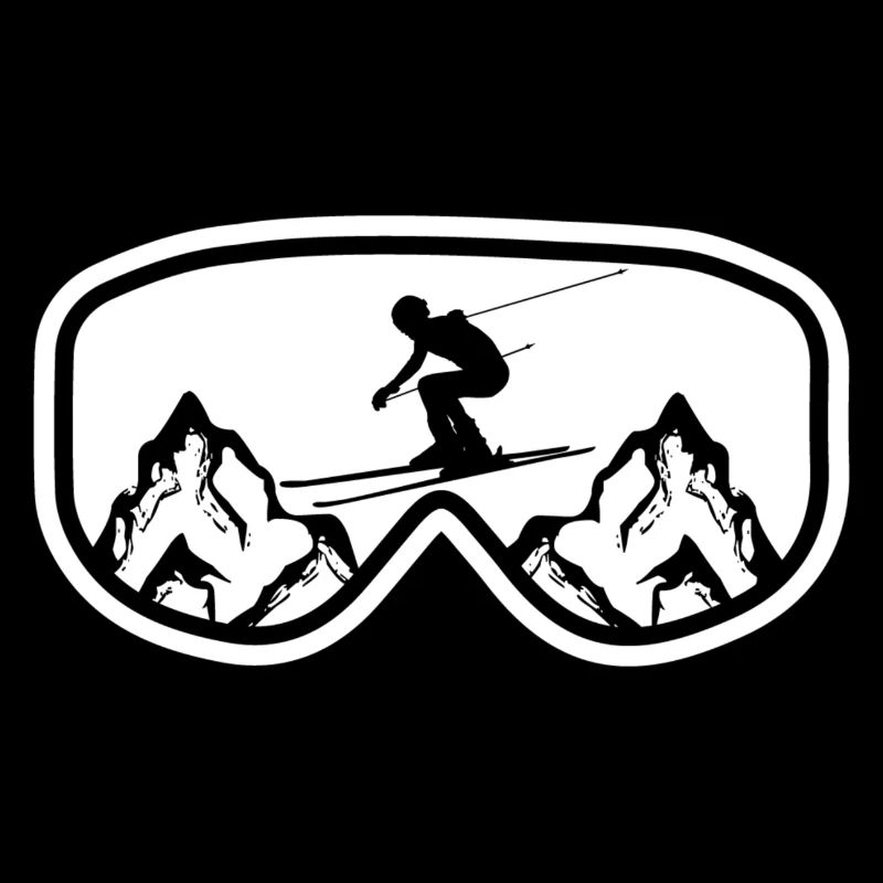 Skier design with mountain view in ski goggles