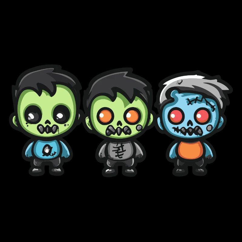 Zombies Halloween Niedlich Comic