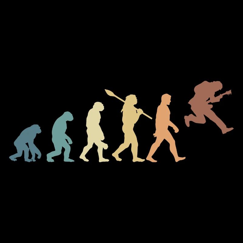 Human Evolution Guitar Band Retro Vintage