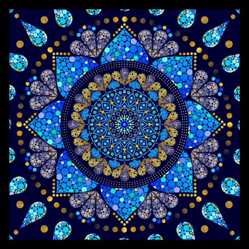 Mandala bleu turquoise or