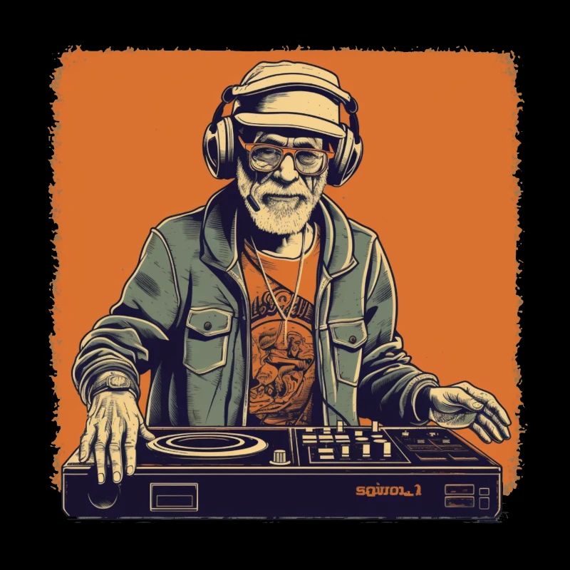 Cool bestager man as DJ hipster with cap