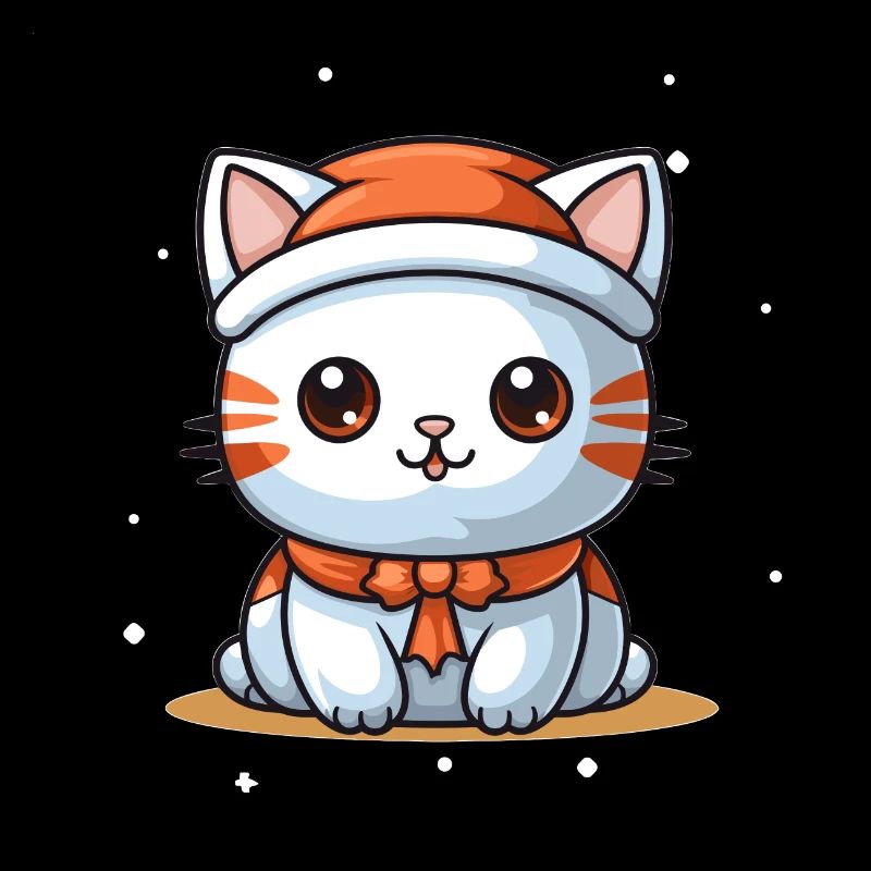 Design de Noël de chat - Style Kawaii
