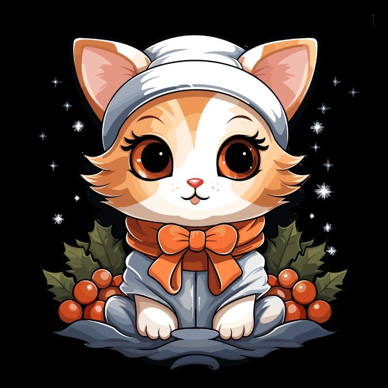 Design de Noël de chat - Style Kawaii