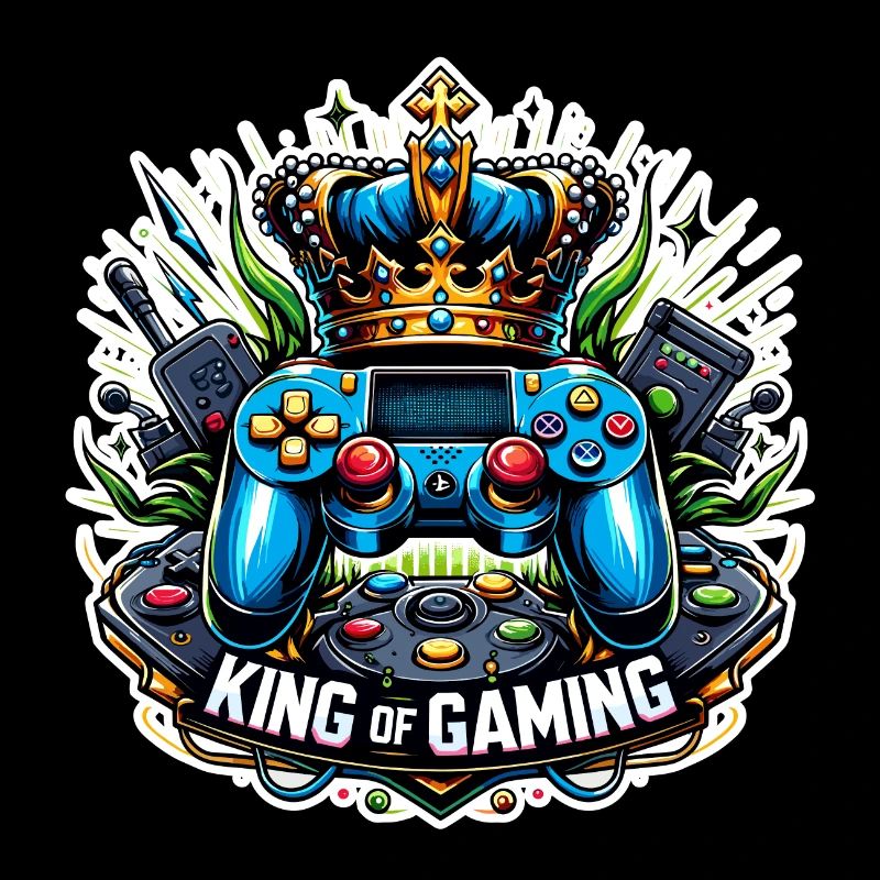 King of Gaming - Controller and Crown Illustration