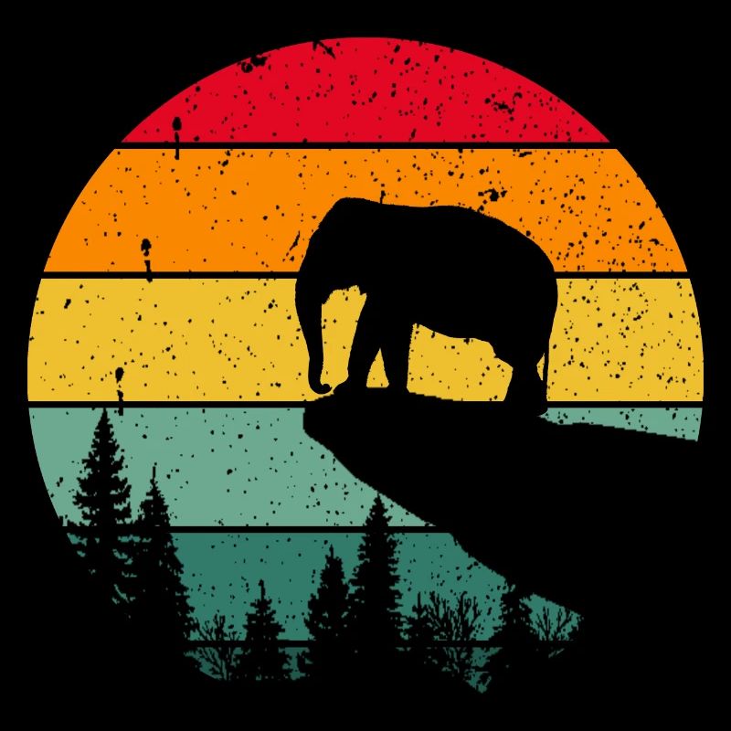 Vintage Retro Elephant Funny Comic Kids Proboscis