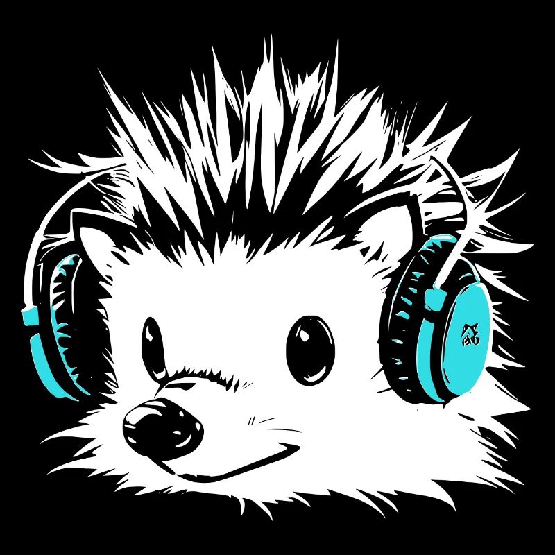 Igel mit Kopfhörer