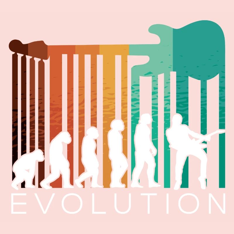 Human Evolution Guitar Band Retro Vintage