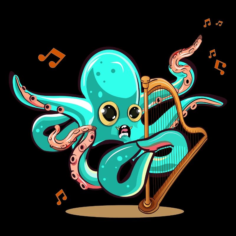 Octopus Playing Harp