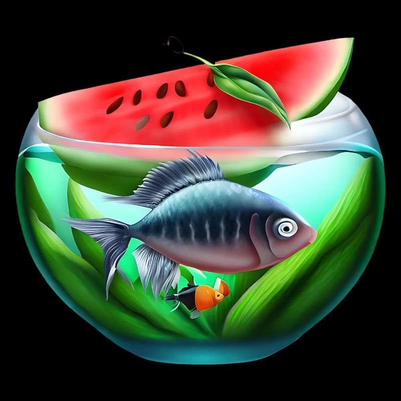 Watermelon aquarium with fish