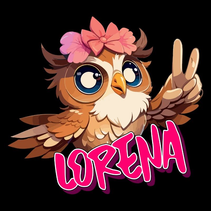 LORENA - Schöner Mädchen Name mit süßer EULE
