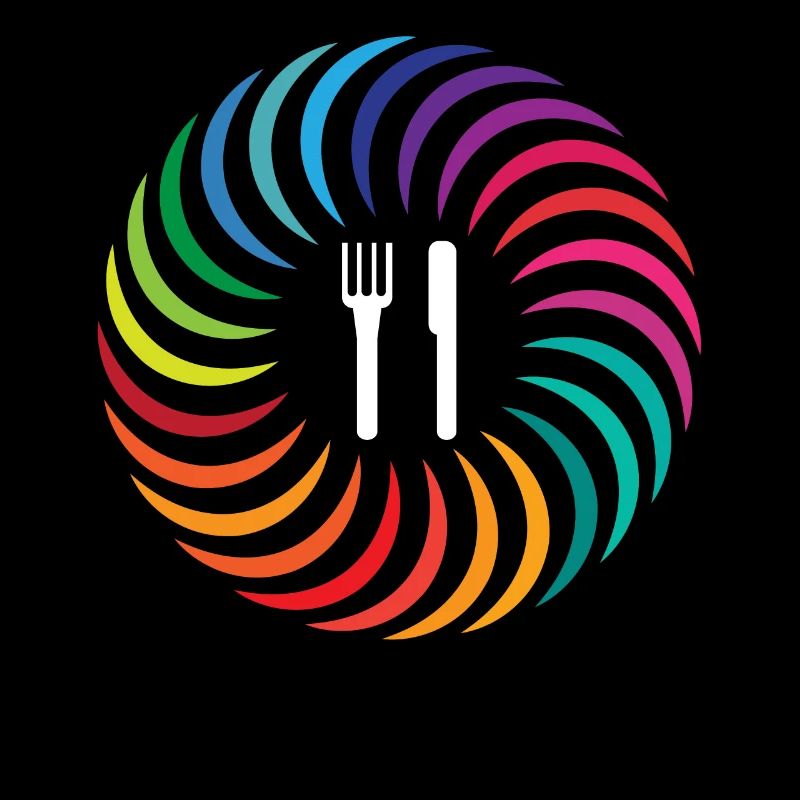 Fork knife rainbow boomerang circle