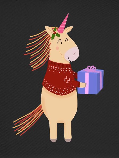 Gelbes Einhorn-Weihnachtsgeschenk