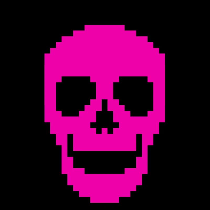 Pixel Schädel Skull Totenkopf mit Kopfhörern