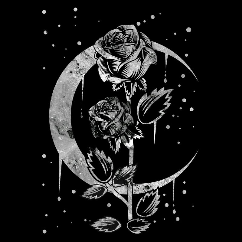 Gothic Moon Rose Mondsichel Witchy Kunst