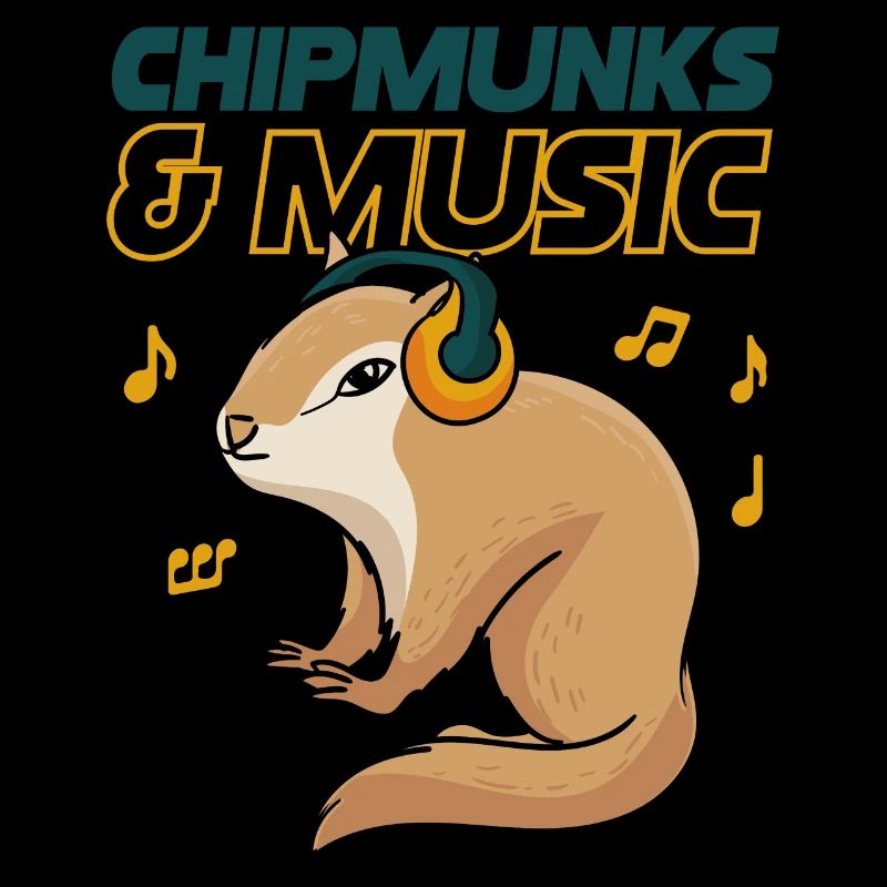 Chipmunks and Music Notes Musician Clef Squirrel