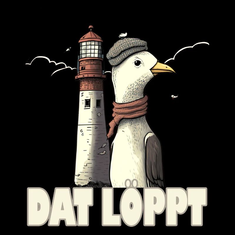 Dat Löppt Möwe Leuchtturm Meer Plattdeutsch Norden