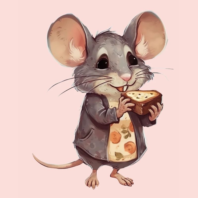 Souris heureuse avec biscuits aux pépites de chocolat