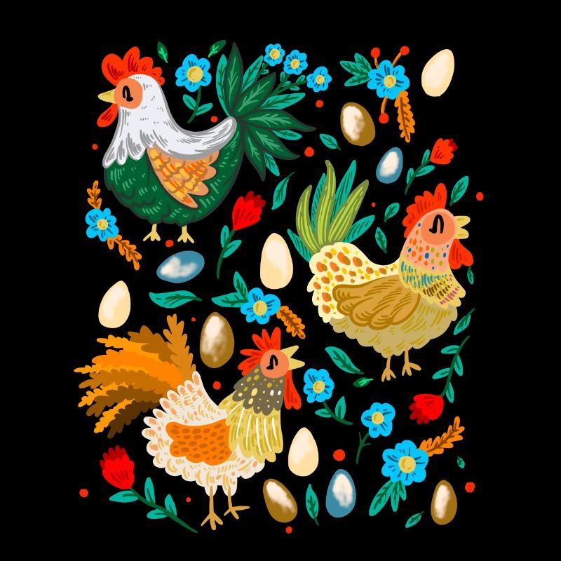 Poulets heureux colorés Amateurs de poulet Elevage de poulets
