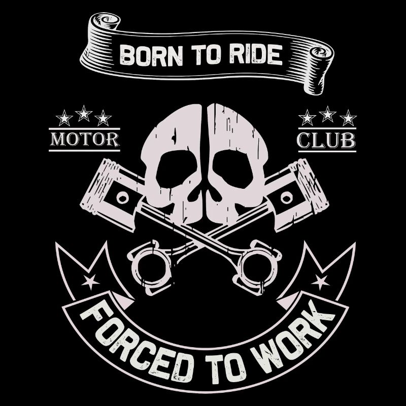 Born To Ride MC Skull Piston Design