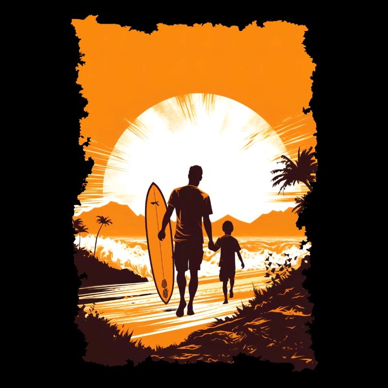 Father and son surfing surfer gift