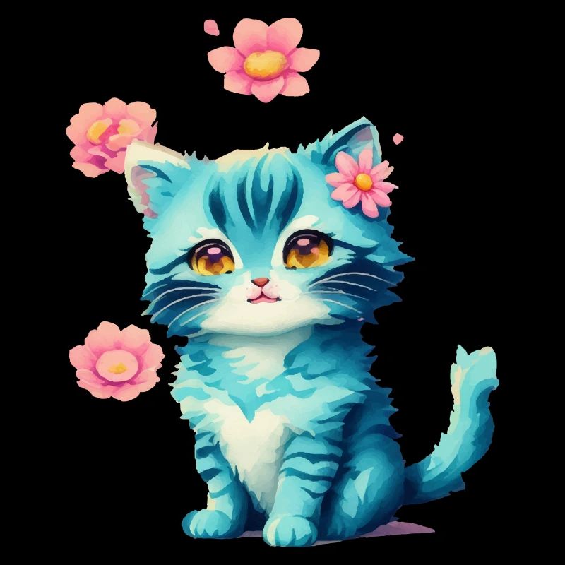 Un chat espiègle aux rêves fleuris