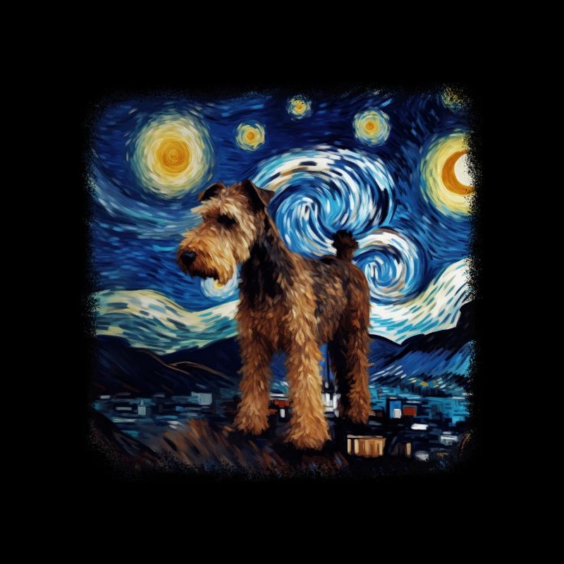 Airedale Terrier Van gogh starry night