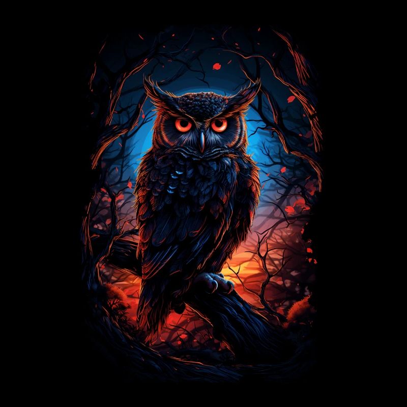 Cool owl with big eyes at night