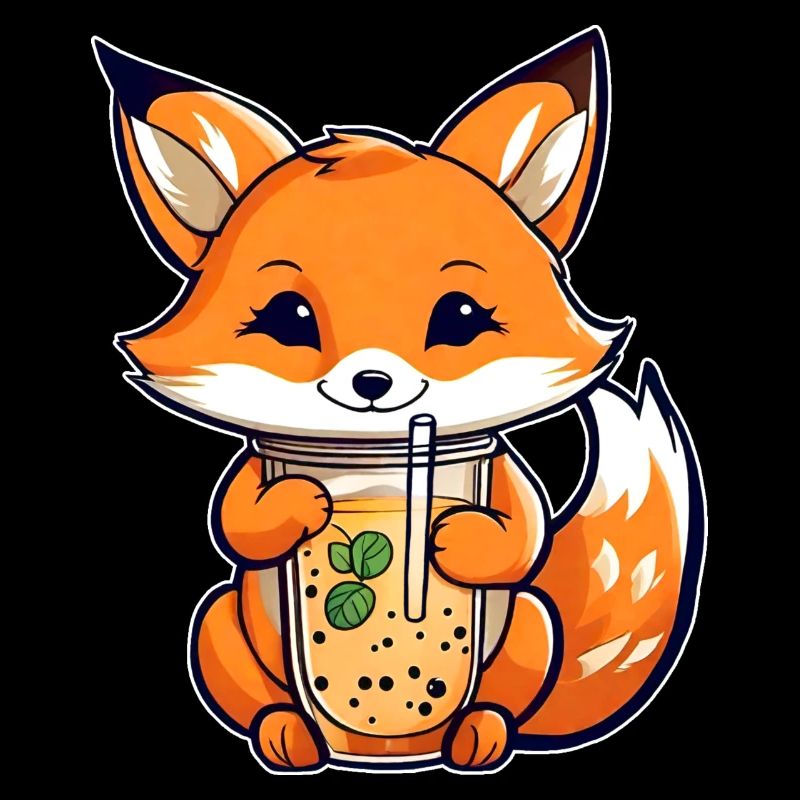 Niedlicher Fuchs mit Bubble Tea