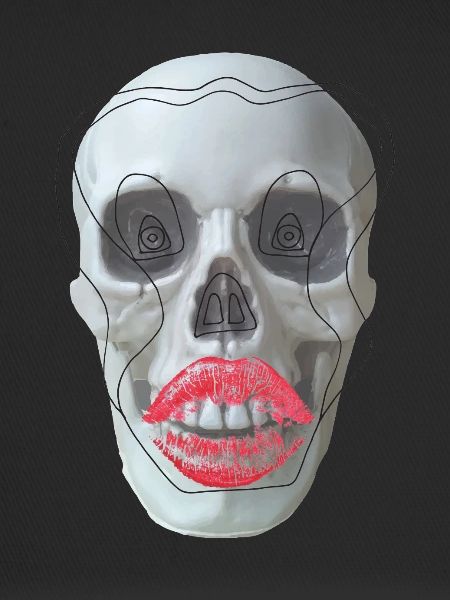 Skull with red lips