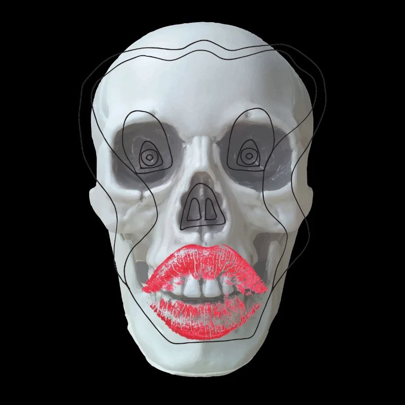 Skull with red lips