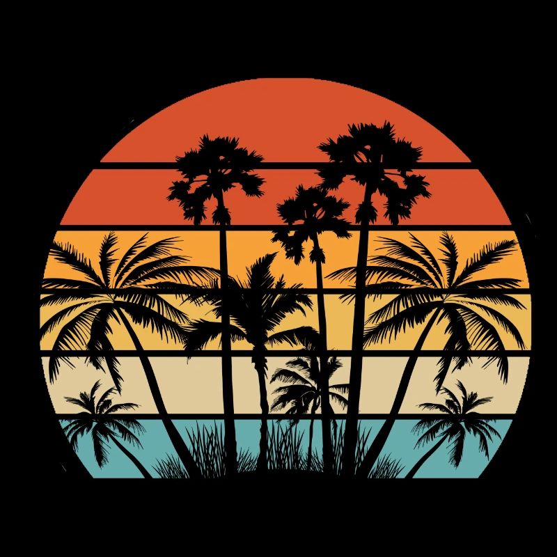 Palm Coconut Trees Beach Beach Retro