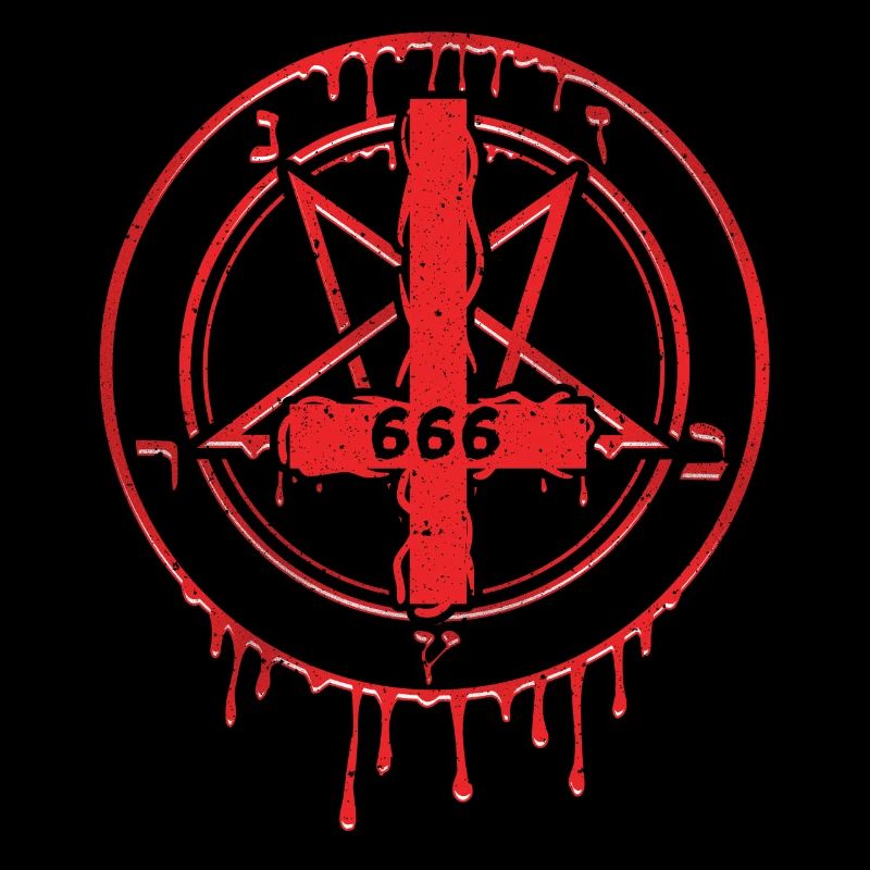 666 T-Shirt Croix Satan Devil Star Heath Devil