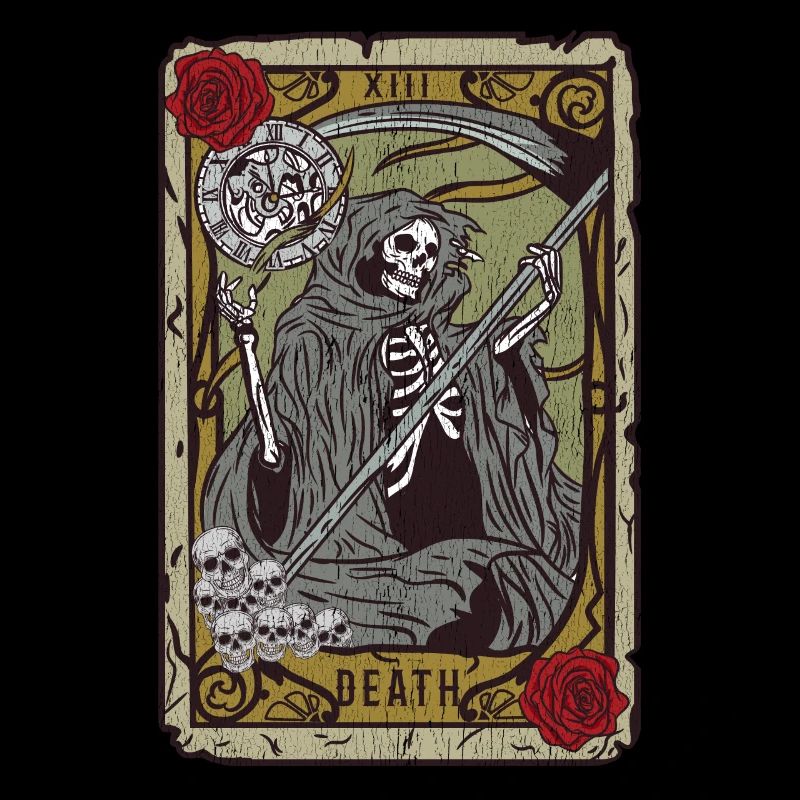 Grim Reaper Tarot T-Shirt Satan Occult Devil Heath