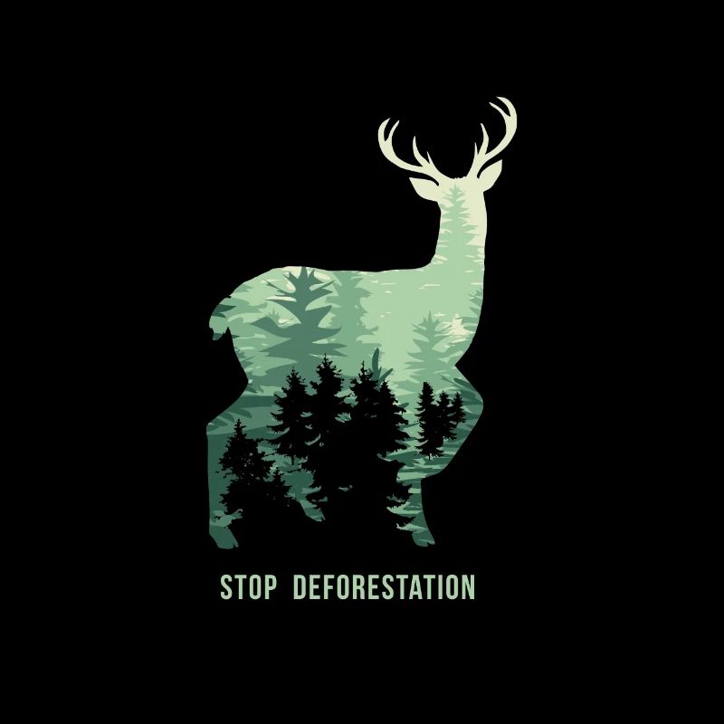 Stop the deforestation - Silhouette deer forest / Tann