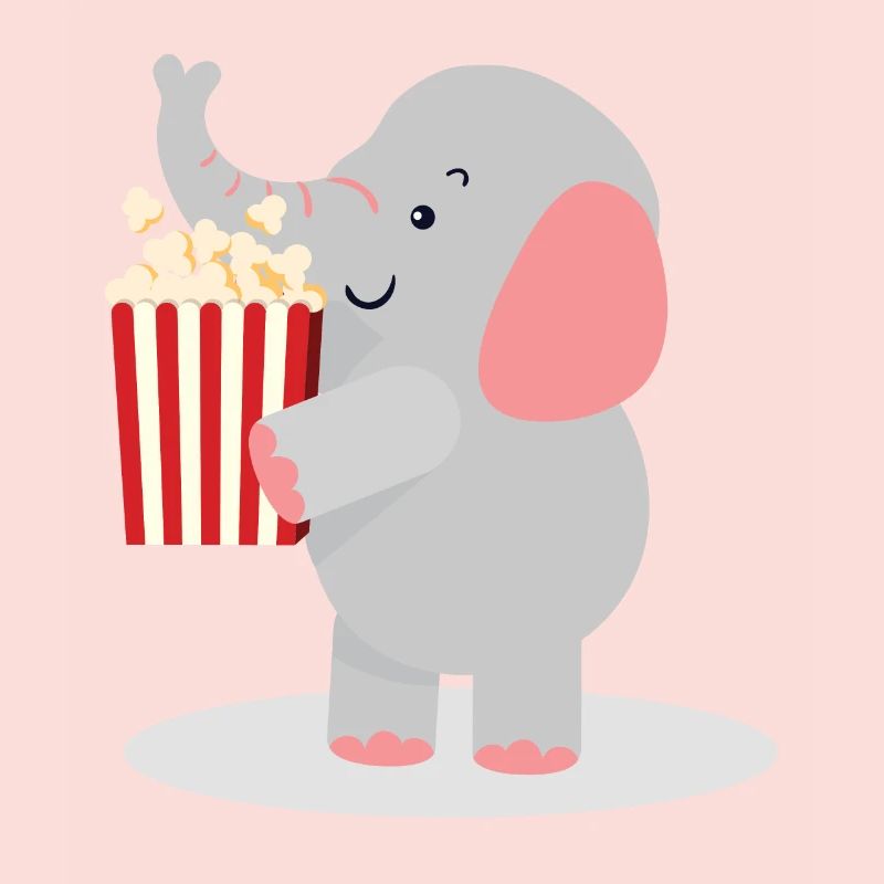 Éléphant avec pop-corn