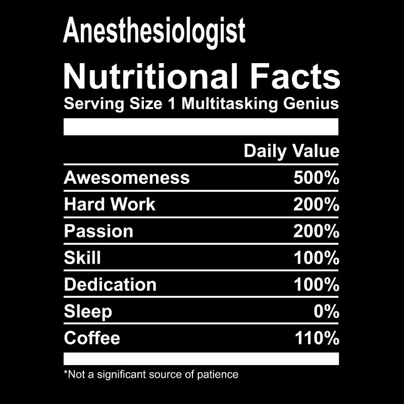 Anesthesiologist Nutritional Facts Tshirt