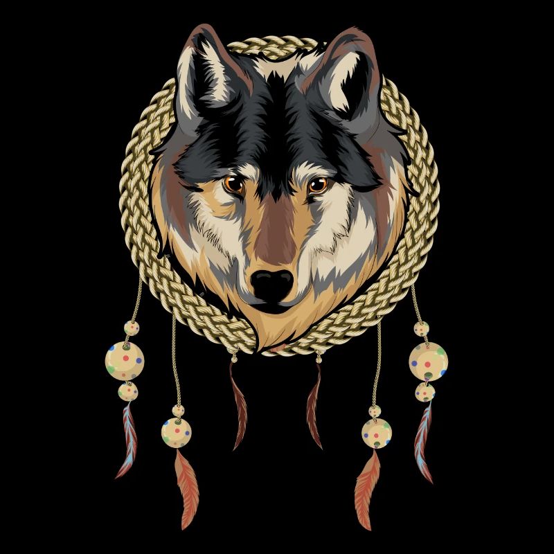 Indianer Boho Style Geschenk Wolf Traumfänger
