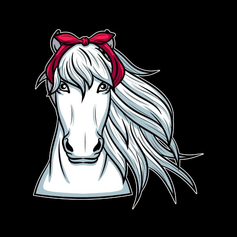Cheval blanc avec chevaux bandana