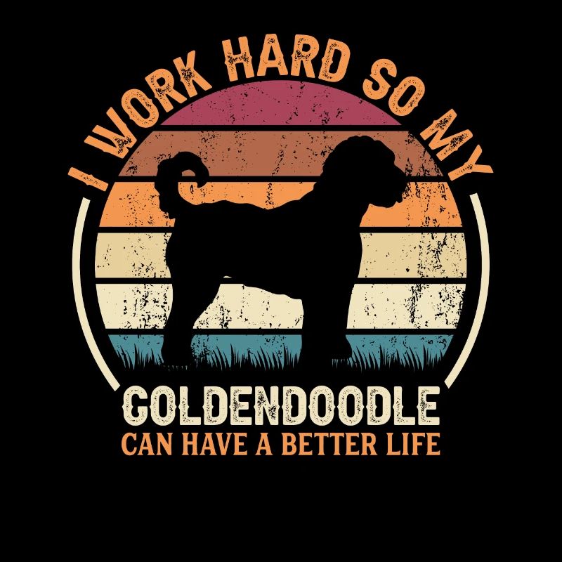 Work Hard Work - Retro Goldendoodle