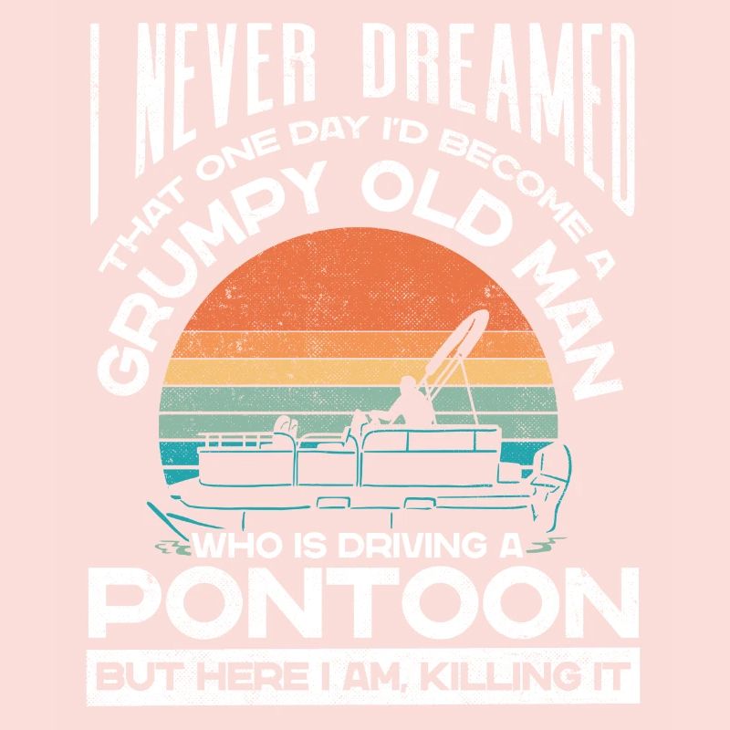 Grumpy old man driving a pontoon