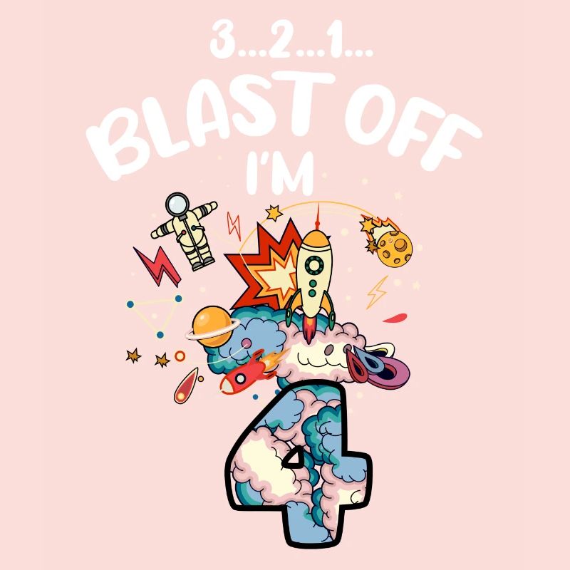 Blast Off I am 4 years old, 4th birthday