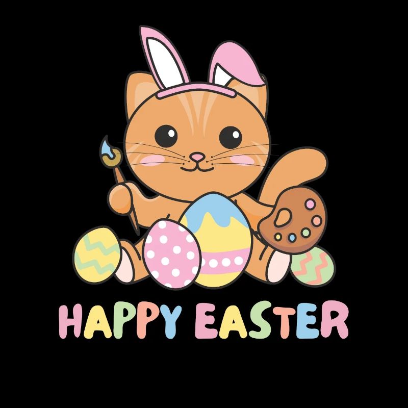 happy easter süßes Katze Ostern mit Ostereiern