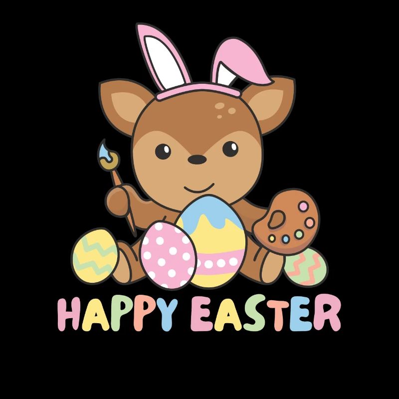 joyeuses Pâques doux cerf de Pâques avec œufs de Pâques