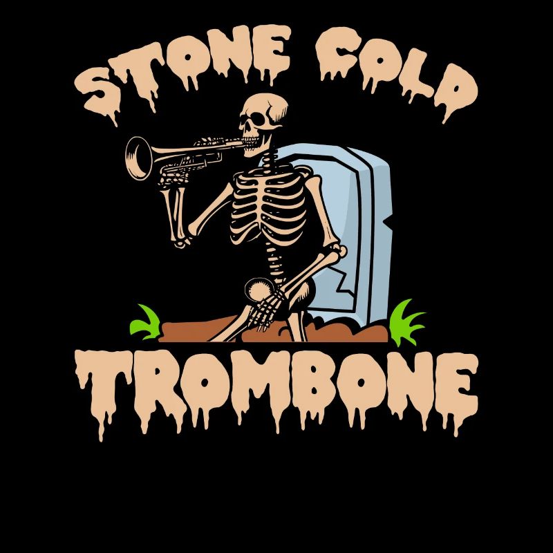 marching band, trombone, skeleton