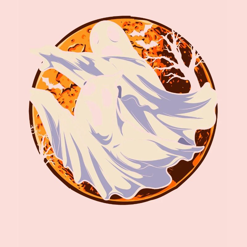 Ghost Halloween Gift Full Moon Ghost