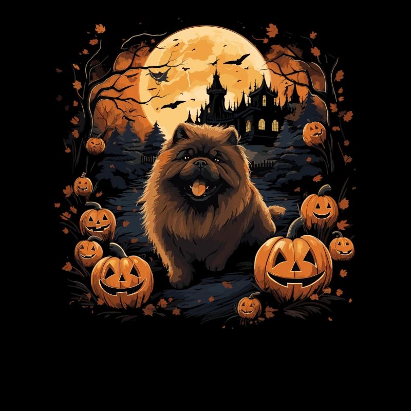 Halloween Witch Hat Pumpkin Dog Chow Chow