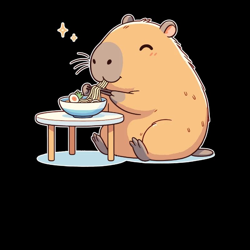 sweet capybara eats ramen noodles capybaras ramen
