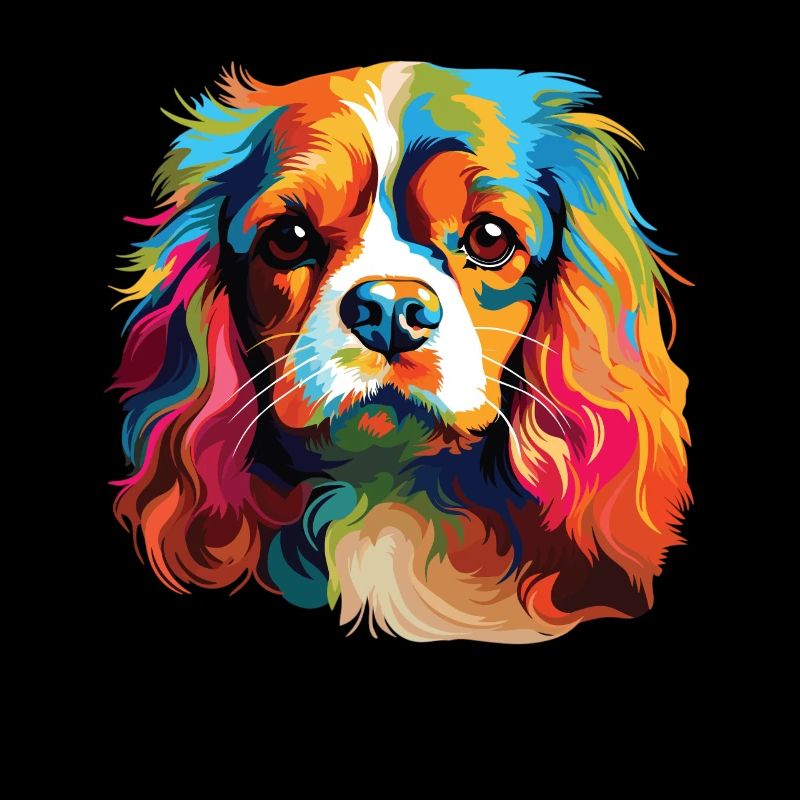 Aquarelle colorée Cavalier King Charles