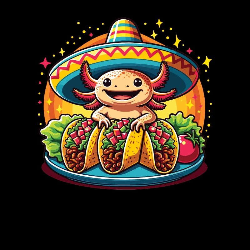 Tacolotl Funny Mexican Axolotl Eats Taco