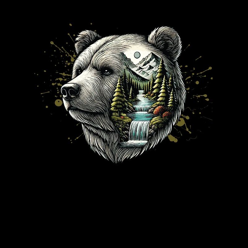 Wilderness Inside the Bear Retro Vintage